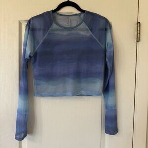 Beyond Yoga Sheer Mesh Long Sleeve Top – Blue Ombré – Size Medium